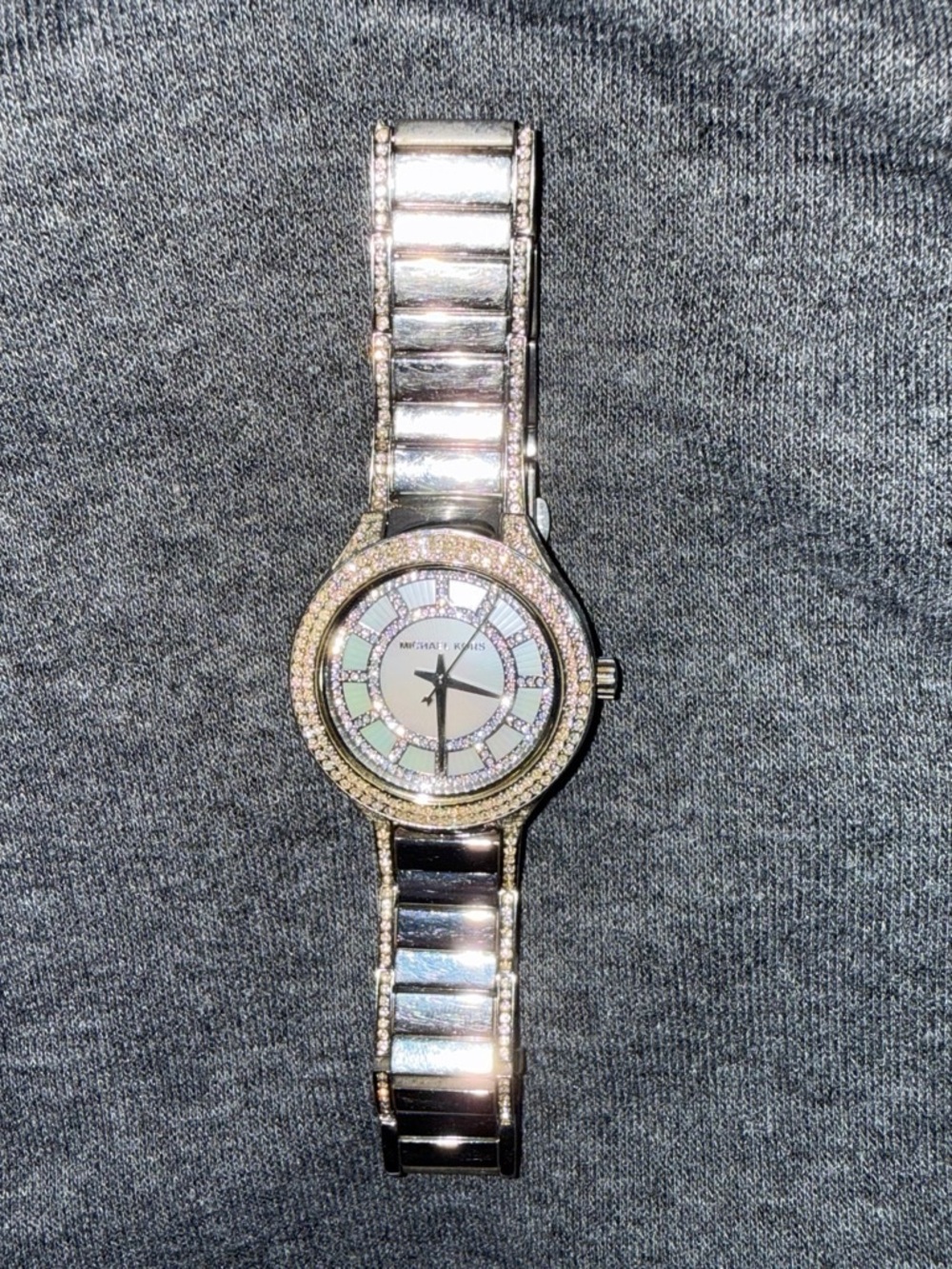 Michael Kors Silver and Mother-of-Pearl Crystal-Accent Women's Watch